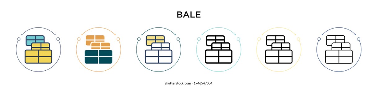 Bale icon in filled, thin line, outline and stroke style. Vector illustration of two colored and black bale vector icons designs can be used for mobile, ui, web