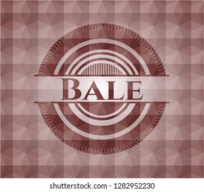 Bale red emblem or badge with abstract geometric pattern background. Seamless.