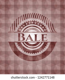 Bale red seamless emblem or badge with geometric pattern background.