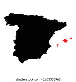 Balearic Island province highlighted on Spain map Vector EPS 10