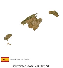 Balearic Islands, Autonomous Community of Spain Topographic Map (EPS)