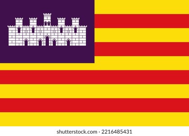 Balearic Islands flag, autonomous community of Spain. Vector illustration.