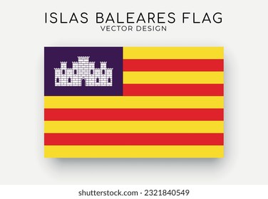 Balearic Islands flag. Detailed flag on white background. Vector illustration