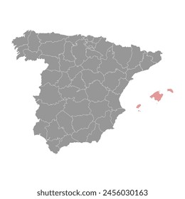 Balearic Islands map, administrative division of Spain. Vector illustration.