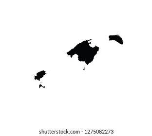 Balearic islands outline map country shape Spain 