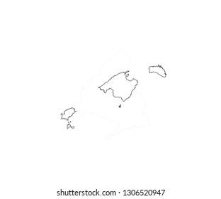 Balearic Islands outline map Spain region