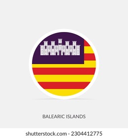 Balearic Islands round flag icon with shadow.