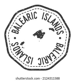 Balearic Islands, Spain Map Stamp Retro Postmark. Silhouette Postal Passport. Seal Round Vector Icon. Badge Vintage Postage Design.