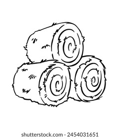 Baled hay bales outline symbol. vector illustration