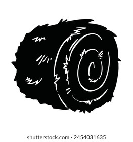 Baled hay silhouette symbol. vector illustration