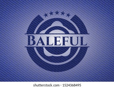 Baleful badge with denim texture. Vector Illustration. Detailed.