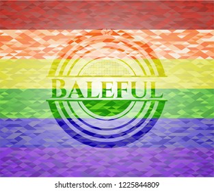 Baleful emblem on mosaic background with the colors of the LGBT flag