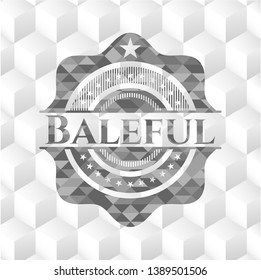 Baleful grey emblem with geometric cube white background