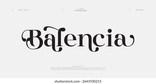 Balencia logo elegant alphabet letters font logo. Typography luxury classic lettering serif fashion fonts decorative wedding vintage retro logos. vector illustration
