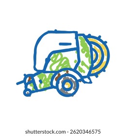 baler farm tool doodle icon sketch vector. baler farm tool sign. isolated symbol illustration