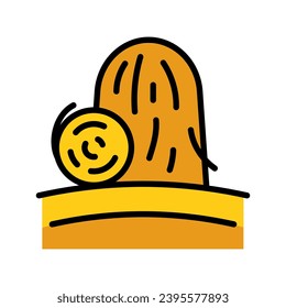 Bales of hay color icon. Filled dried haystack outline sign. Symbol, logo illustration. Isolated simple symbol illustration in trendy style. Vector flat graphics