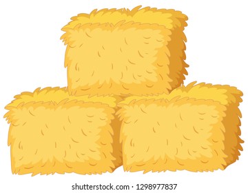 Bales of straw on white background illustration