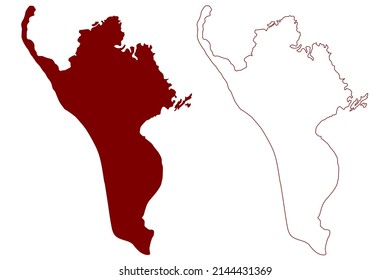 Baleshare island (United Kingdom of Great Britain and Northern Ireland, Scotland, Outer Hebrides) map vector illustration, scribble sketch Isle of Am Baile Seard map