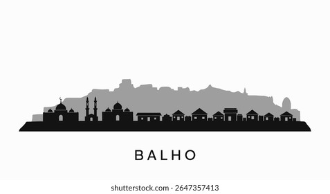 Balho city skyline silhouette with architecture.
