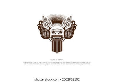 Bali Barong Culture Traditional Indonesian Mask Logo Design Vector