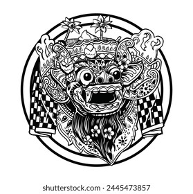 Bali barong vector icon illustration