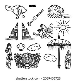 Bali  Beach Island Doodles In Black