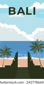 Bali beach and landscape vertical background