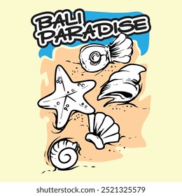 Bali beach paradise vector illustration
