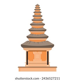 Bali big temple icon cartoon vector. Island old culture. God hindu religion
