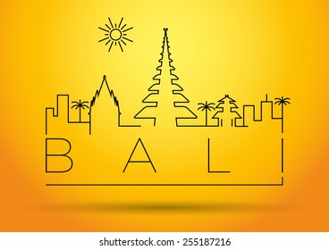 Bali City Line Silhouette Typographic Design