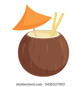Bali coconut cocktail icon cartoon vector. Summer beach party. Vacation trip