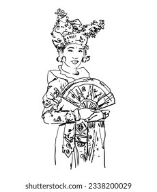 Bali Dancer of sketch ink drawing for poster, art print, postcard, banner promotion tourism. Bali painting dancer