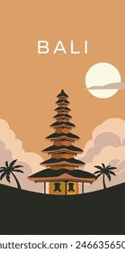 Ilustración plana de Bali para tarjeta postal de viaje