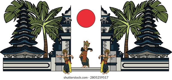 Bali girls group classical dance legong at heaven gate