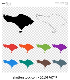 Bali high detailed map. Isolated black island outline. Vector illustration.