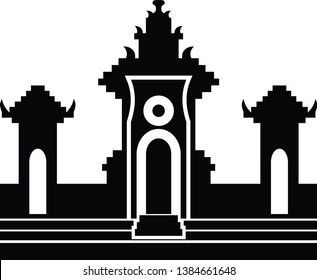 Bali Hindu Temple Silhouette Vector Illustration