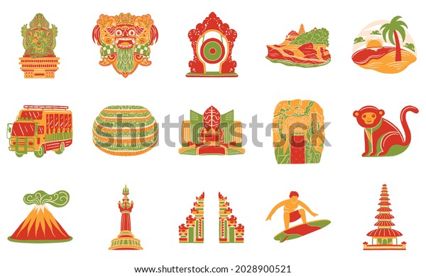 Bali Icon Set Cartoon Style Stock Vector (Royalty Free) 2028900521 ...