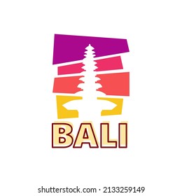 Bali illustration vector logo using dusky colors and a temple.
