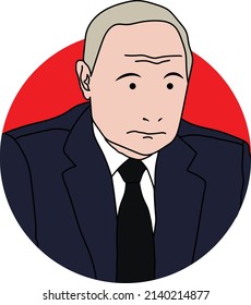 Bali, Indonesia - 28 March 2022: simple creative julian iconic unique  opie style concept line art of famous people, Vladimir Putin President of Russia