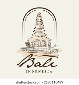 Bali Indonesia Art Hand Drawing Vector Illustration