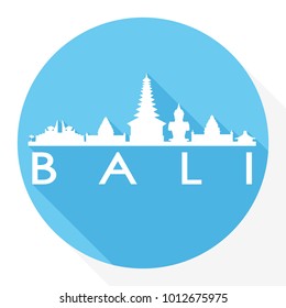 Bali Indonesia Asia Flat Icon Skyline Silhouette Design City Vector Art Famous Buildings.