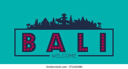 Bali Indonesia city skyline silhouette vector design
