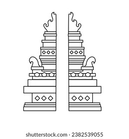Bali Indonesia Gate Frame Building. Outline Framework. Silhouette Framework. Design Element Vector Illustration