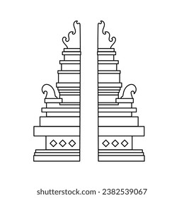 Bali Indonesia Gate Frame Building. Outline Framework. Silhouette Framework. Design Element Vector Illustration