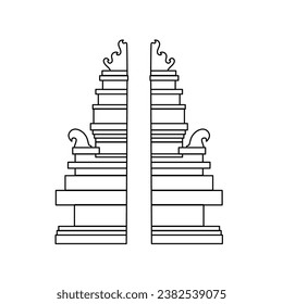 Bali Indonesia Gate Frame Building. Outline Framework. Silhouette Framework. Design Element Vector Illustration