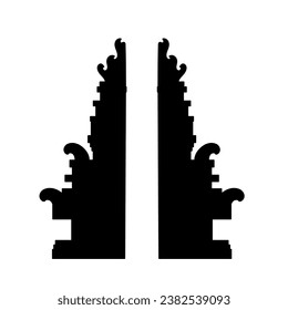 Bali Indonesia Gate Frame Building. Outline Framework. Silhouette Framework. Design Element Vector Illustration