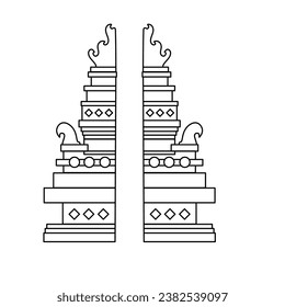 Bali Indonesia Gate Frame Building. Outline Framework. Silhouette Framework. Design Element Vector Illustration