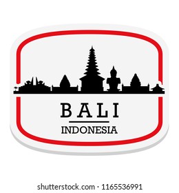 Bali Indonesia Label Stamp Icon Skyline City Design Tourism