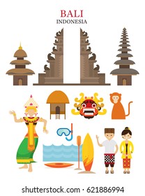 Bali, Indonesia Landmarks and Culture Object Set, Architecture, Travel and Tourist Attraction