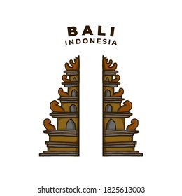 Bali Indonesia Shrine Landmark Illustration. Temple Tourism Religious Herritage Icon Vector. Bali Island Destination Icon Symbol Background